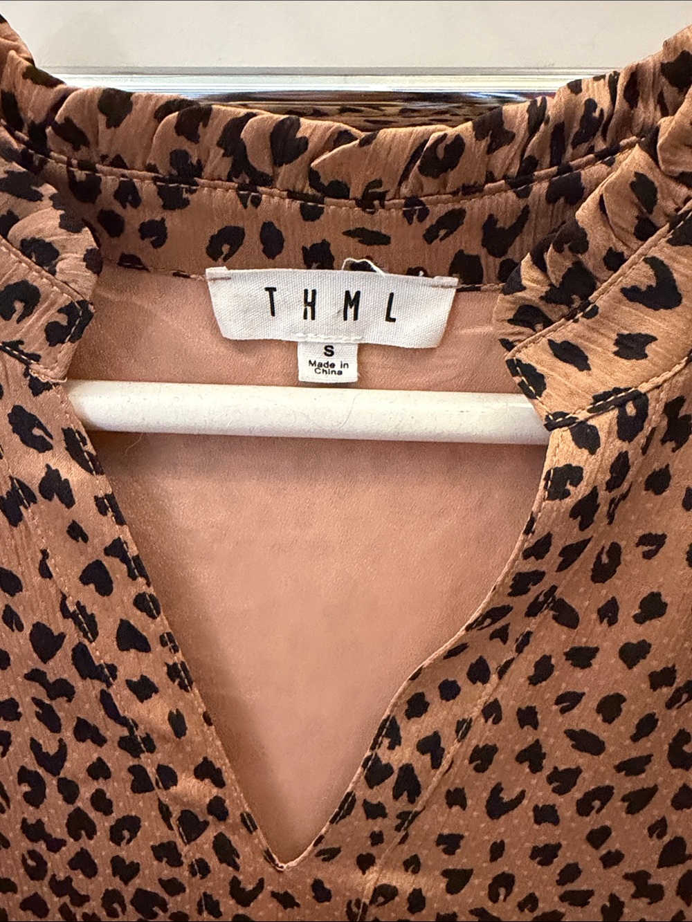 Tiered Leopard Print Dress - Tan/Black - Picture 3 of 3